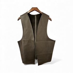 Handmade Full-Grain Leather Vest Black – Heavy Cowhide, Raw Suede Lining